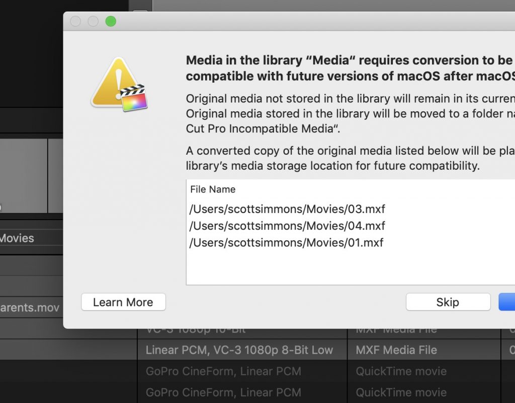 Final Cut Pro X updated to 10.4.6 to deal with Legacy Media 1