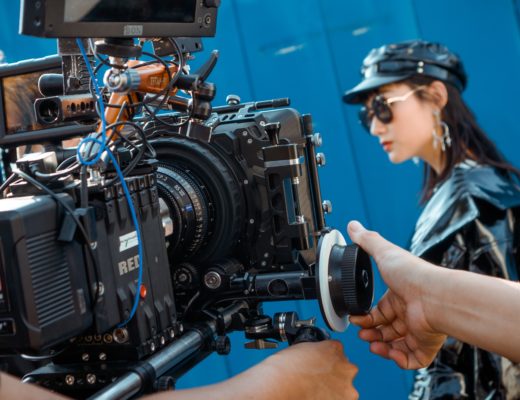 A film crew at work