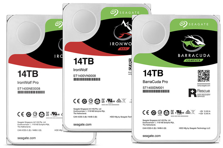 Seagate Barracuda and IronWolf HDD reach 14TB