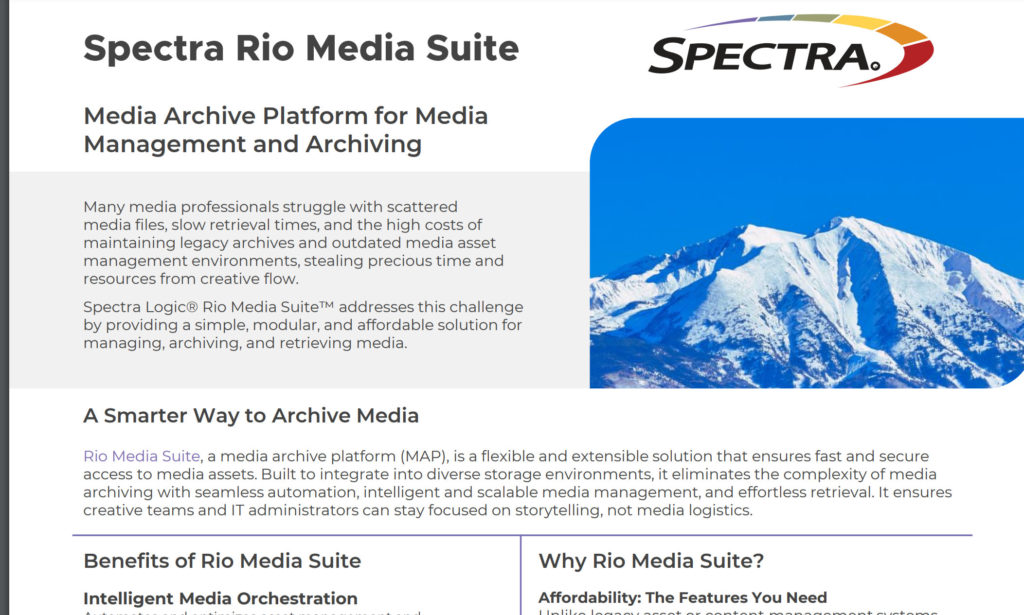 Spectra Logic introduces Rio Media Suite