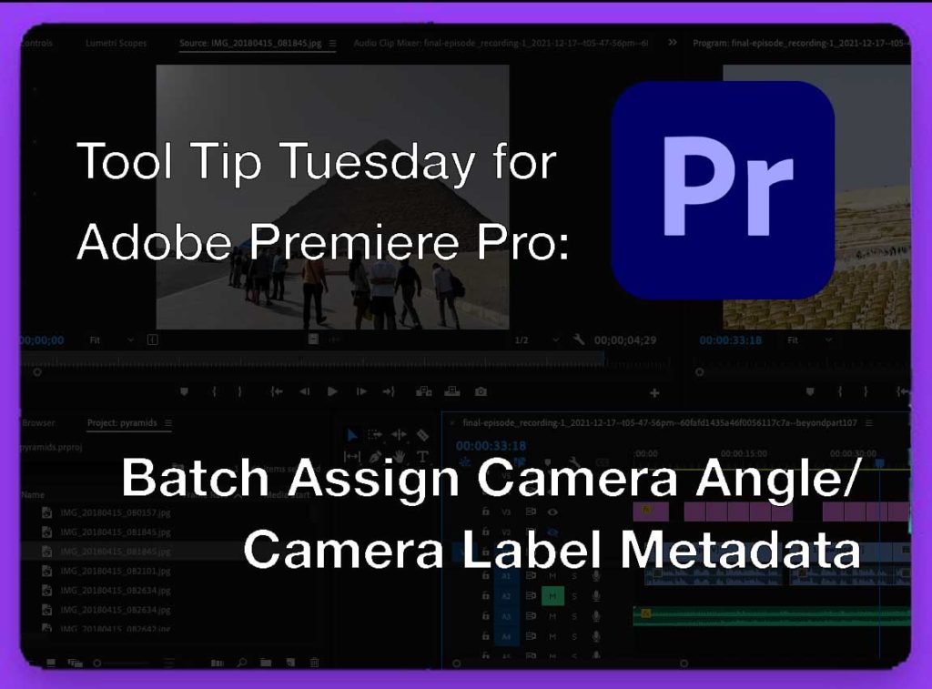 Tool Tip Tuesday for Adobe Premiere Pro: Batch Assign Camera Angle/ Camera Label Metadata 1