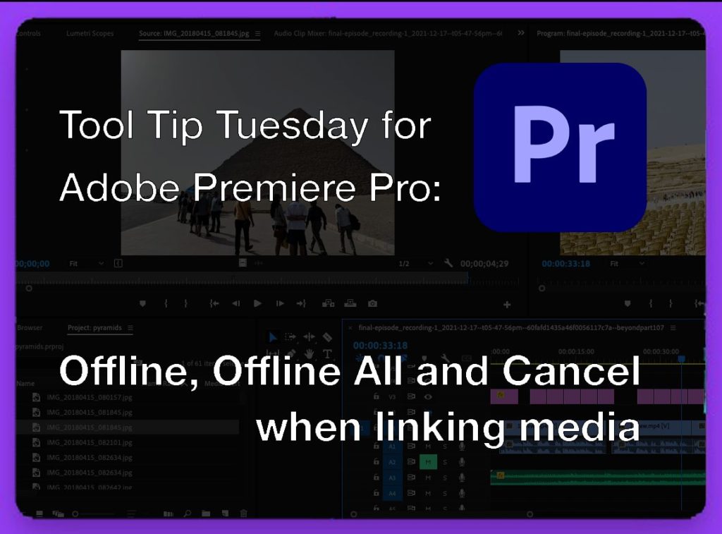 Tool Tip Tuesday for Adobe Premiere Pro: Offline vs Cancel in the Link Media dialog box 3