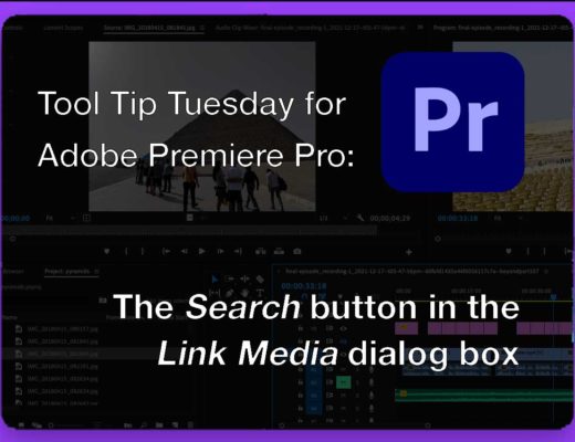 Tool Tip Tuesday for Adobe Premiere Pro: The Search button in the Link Media dialog box 34