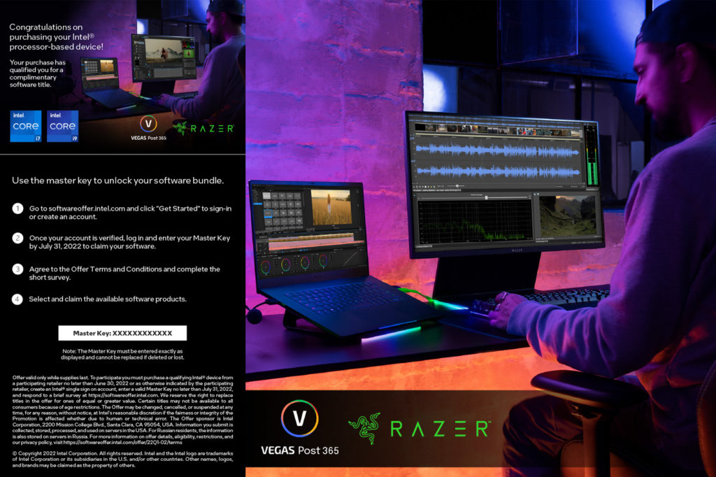 Buy a Razer laptop, get free subscription of VEGAS Post