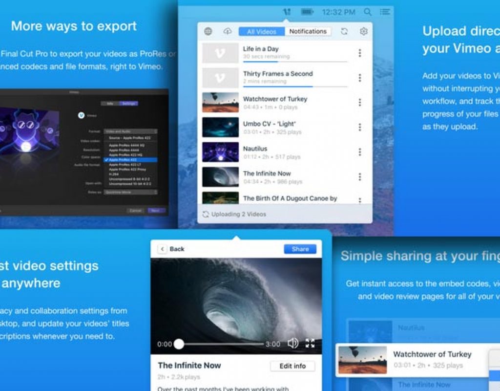 Vimeo for macOS, and an app for Windows