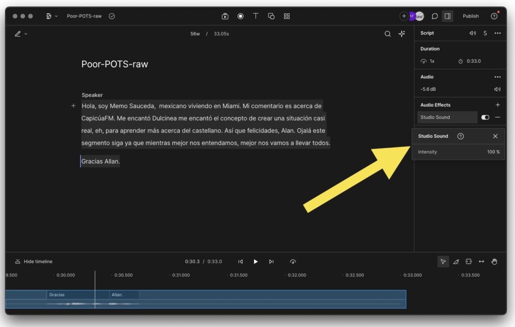 Descript’s «Studio Sound» makes dynamic mics sound like condensers & condensers behave like dynamics 3